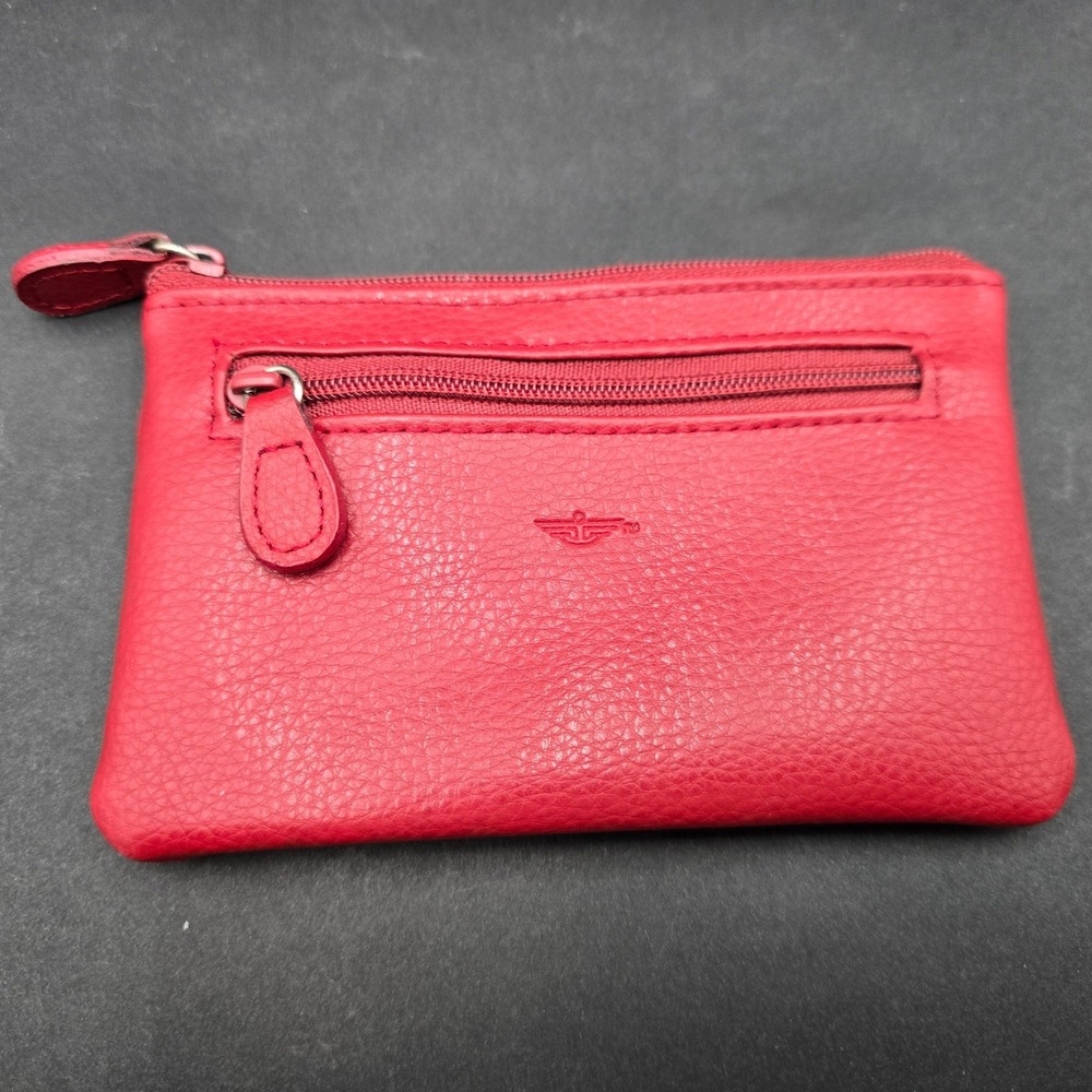 Vintage Dockers Red Leather Coin Purse Key Holder Zipper Pouch w/ Card Holder